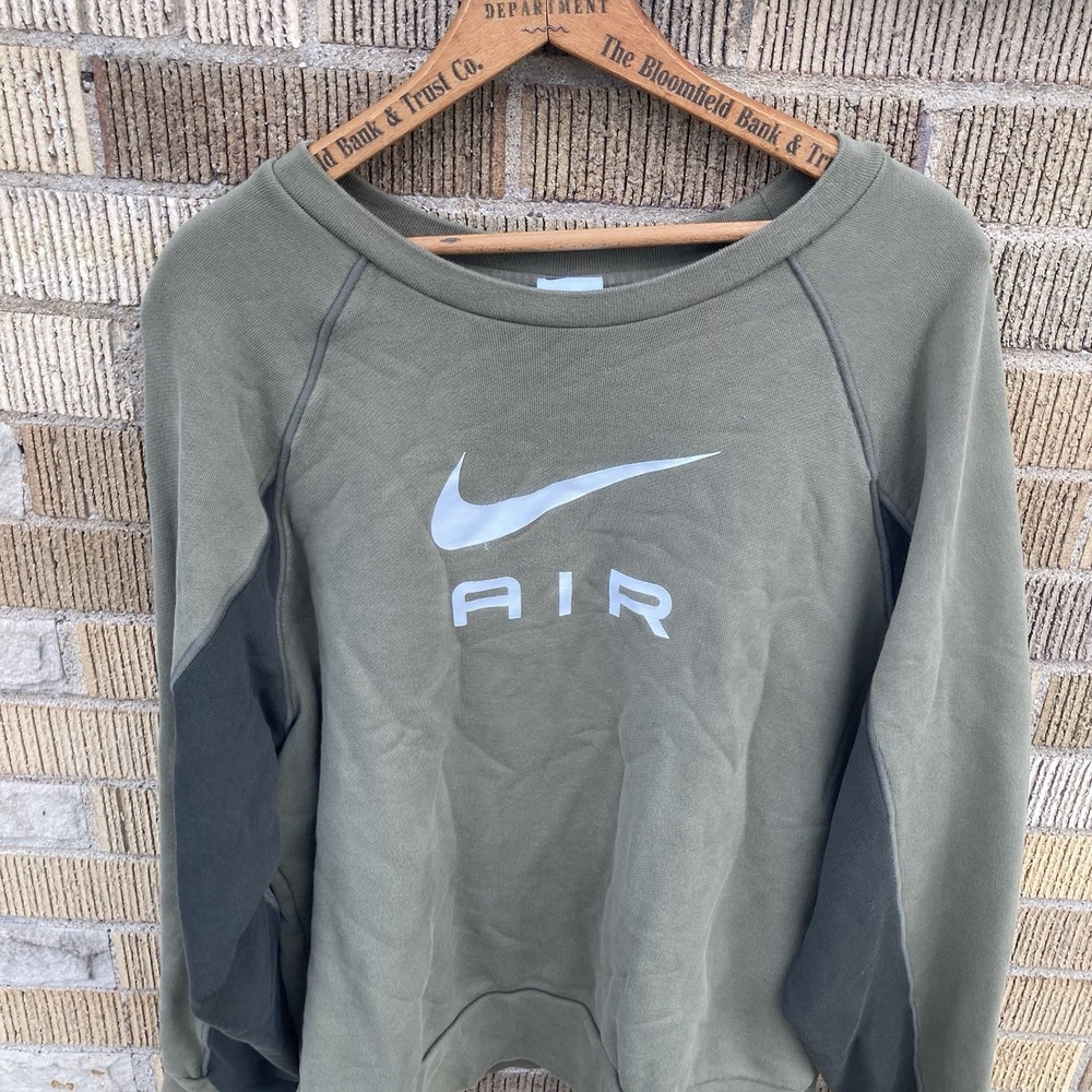 Nike Men's Large NSW Air FT Crew French Terry Sweatshirt Olive 222